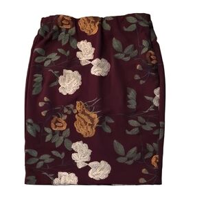 ECI New York Burgundy Floral Pencil Skirt Size 8
